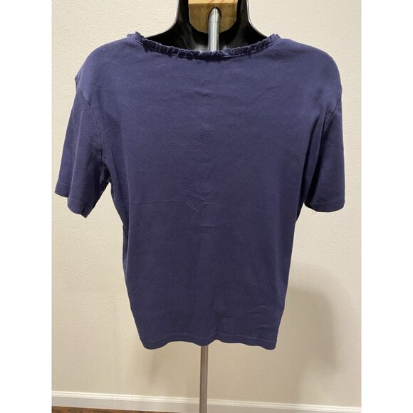 Baxter & Wells Womens Petite Medium TopShort Sleeve 1/4 Button Front Cotton - Picture 7 of 9